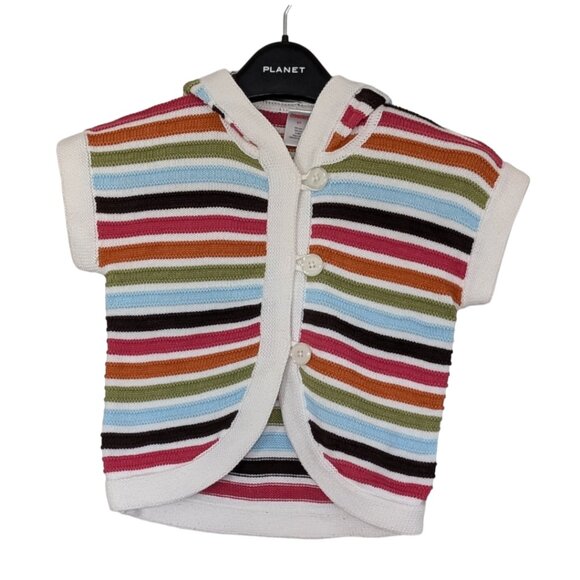 GYMBOREE Girl's Button-Up Short-Sleeve Sweater with Hoodie Age 5 - Picture 1 of 6